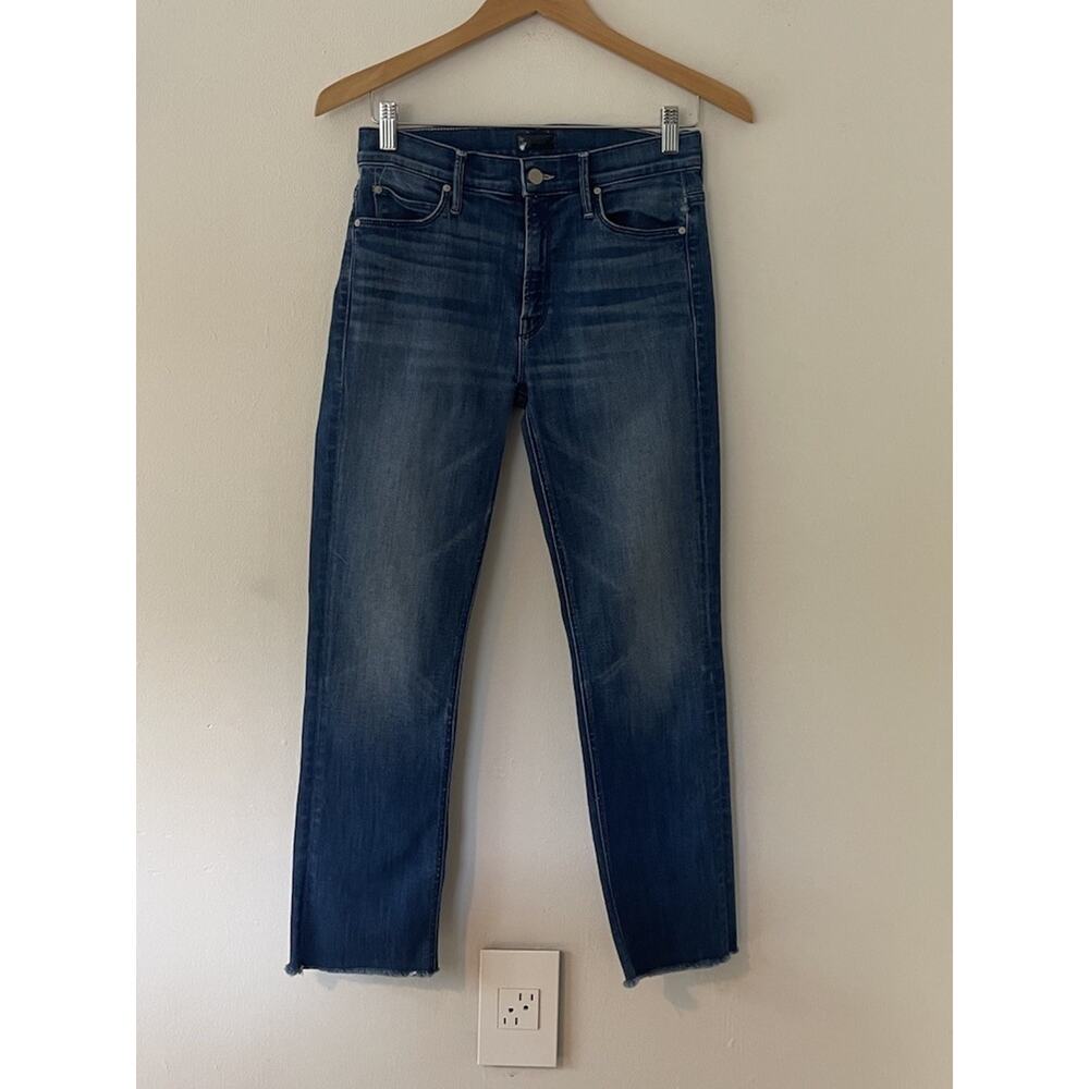 MOTHER Mid Rise Dazzler Crop Fray Squeeze It Size 27 - Picture 4 of 9